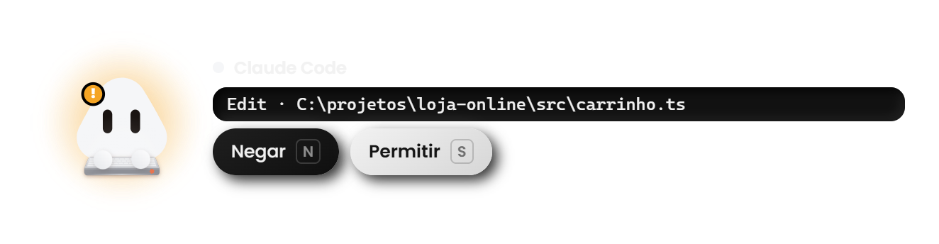A ilha do Dinho pedindo permissão para o Claude Code editar um arquivo, com os botões Negar e Permitir